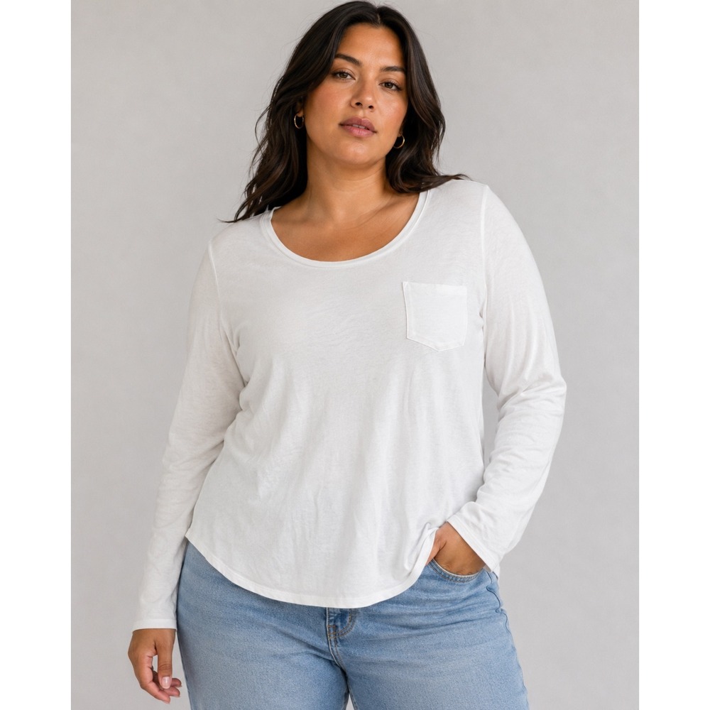 Prana Womens Long Sleeve Pocket T-Shirt White Lenzing Modal Large